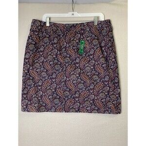 LL Bean Skirt Woman Size 14P Purple Paisley Saturday Corduroy Skirt Favorite Fit